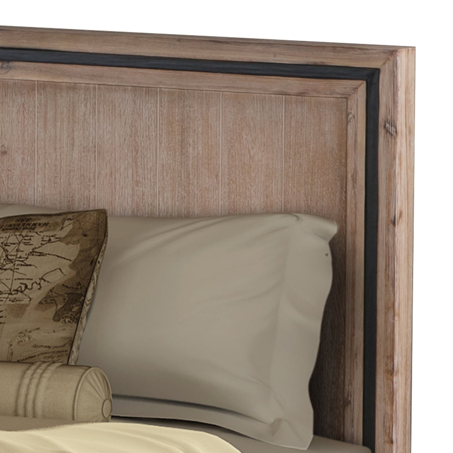 4 Pieces Bedroom Suite Queen Size Silver Brush in Acacia Wood Construction Bed, Bedside Table & Tallboy - TRENDZ