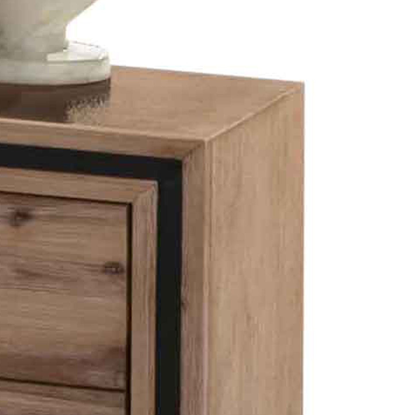 4 Pieces Bedroom Suite Queen Size Silver Brush in Acacia Wood Construction Bed, Bedside Table & Tallboy - TRENDZ
