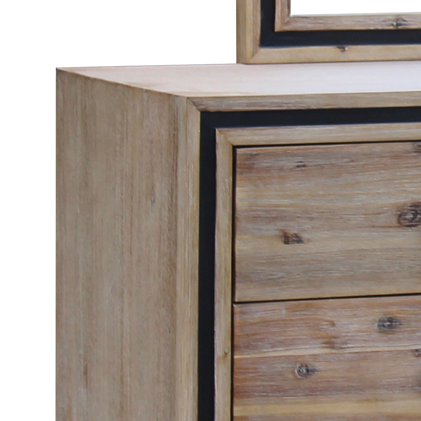 4 Pieces Bedroom Suite Queen Size Silver Brush in Acacia Wood Construction Bed, Bedside Table & Tallboy - TRENDZ