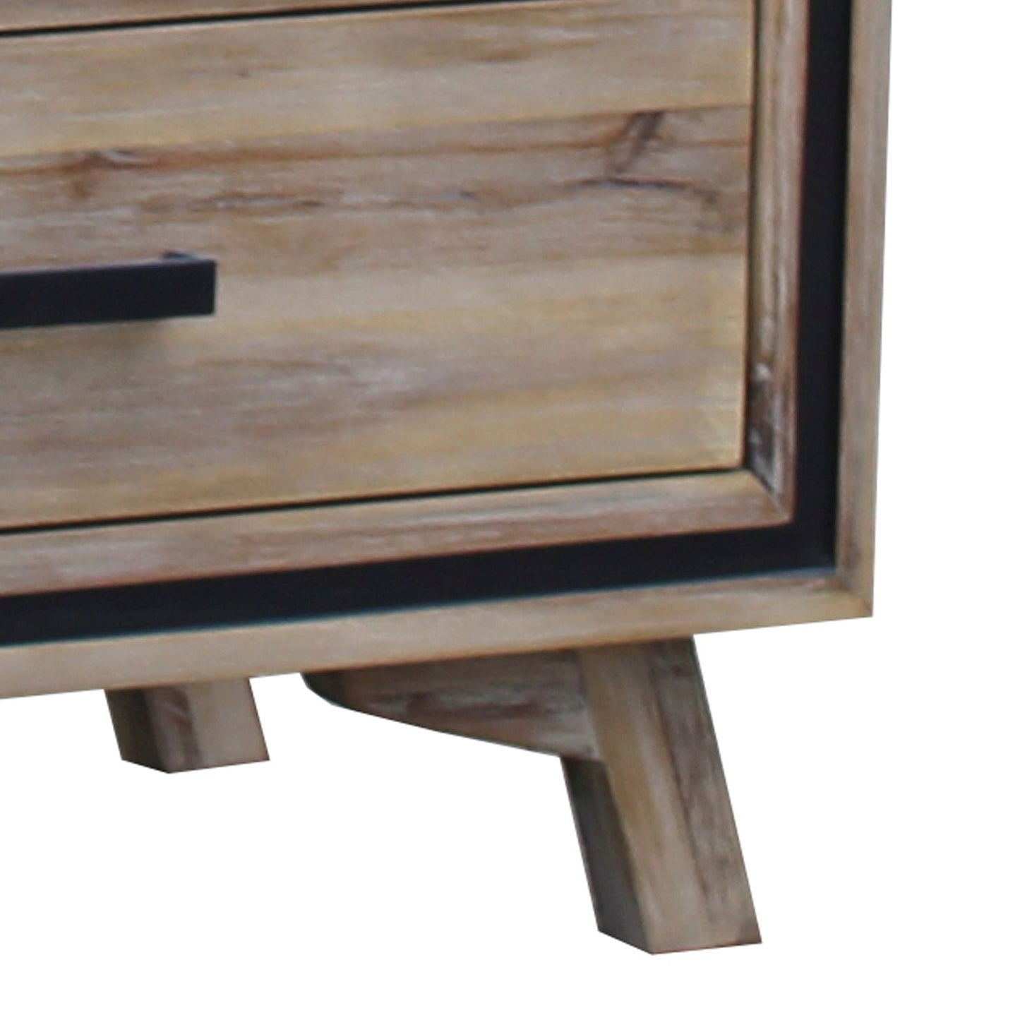 4 Pieces Bedroom Suite Queen Size Silver Brush in Acacia Wood Construction Bed, Bedside Table & Tallboy - TRENDZ