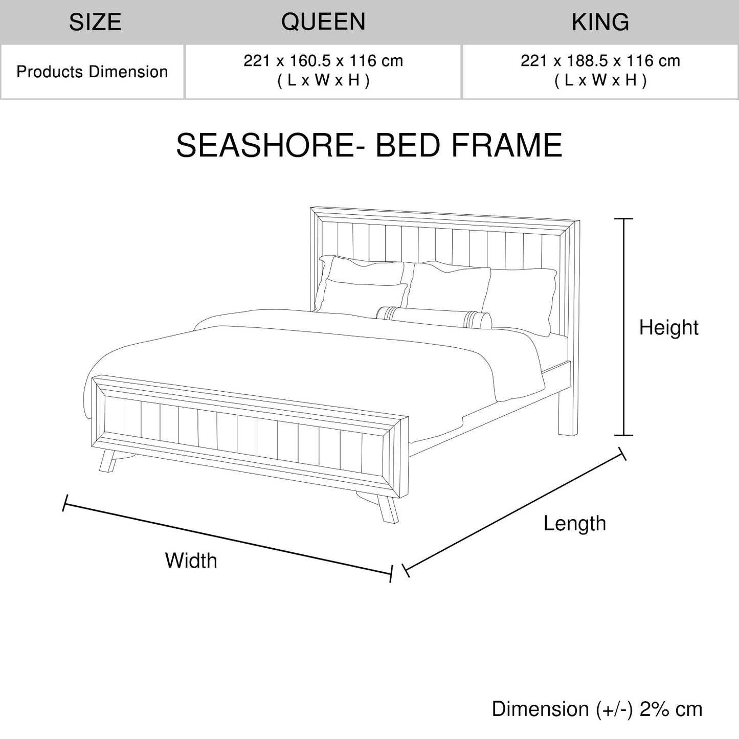4 Pieces Bedroom Suite Queen Size Silver Brush in Acacia Wood Construction Bed, Bedside Table & Tallboy - TRENDZ