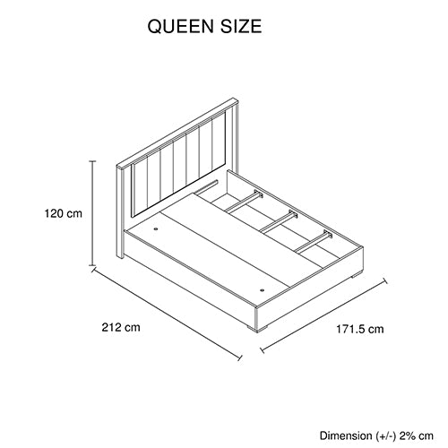 Queen Bed Frame Fabric Upholstery MDF LED Headboard in Champagne Colour - TRENDZ