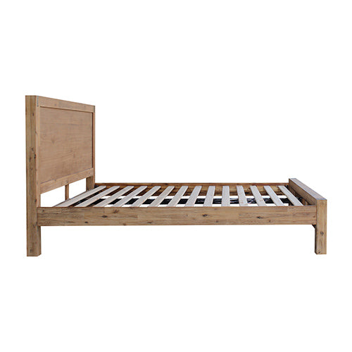 Bed Frame King Size in Solid Wood Veneered Acacia Bedroom Timber Slat in Oak - TRENDZ