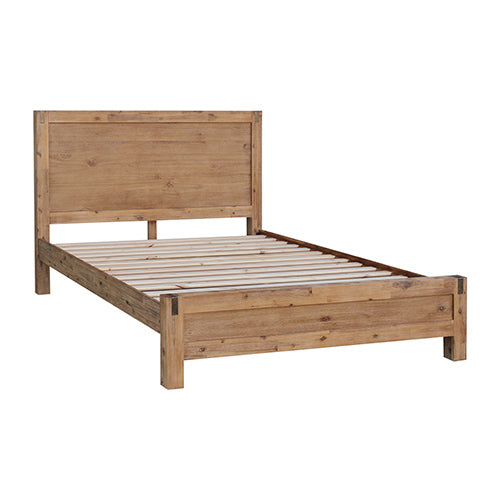 Bed Frame King Single Size in Solid Wood Veneered Acacia Bedroom Timber Slat in Oak - TRENDZ