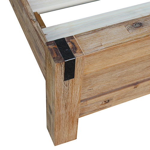 Bed Frame King Single Size in Solid Wood Veneered Acacia Bedroom Timber Slat in Oak - TRENDZ