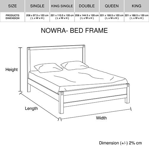 Bed Frame King Single Size in Solid Wood Veneered Acacia Bedroom Timber Slat in Oak - TRENDZ