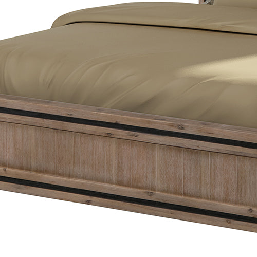 Queen Size Silver Brush Bed Frame in Acacia Wood Construction - TRENDZ