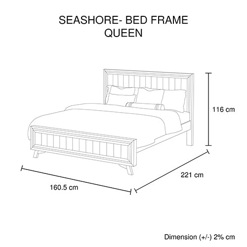 Queen Size Silver Brush Bed Frame in Acacia Wood Construction - TRENDZ