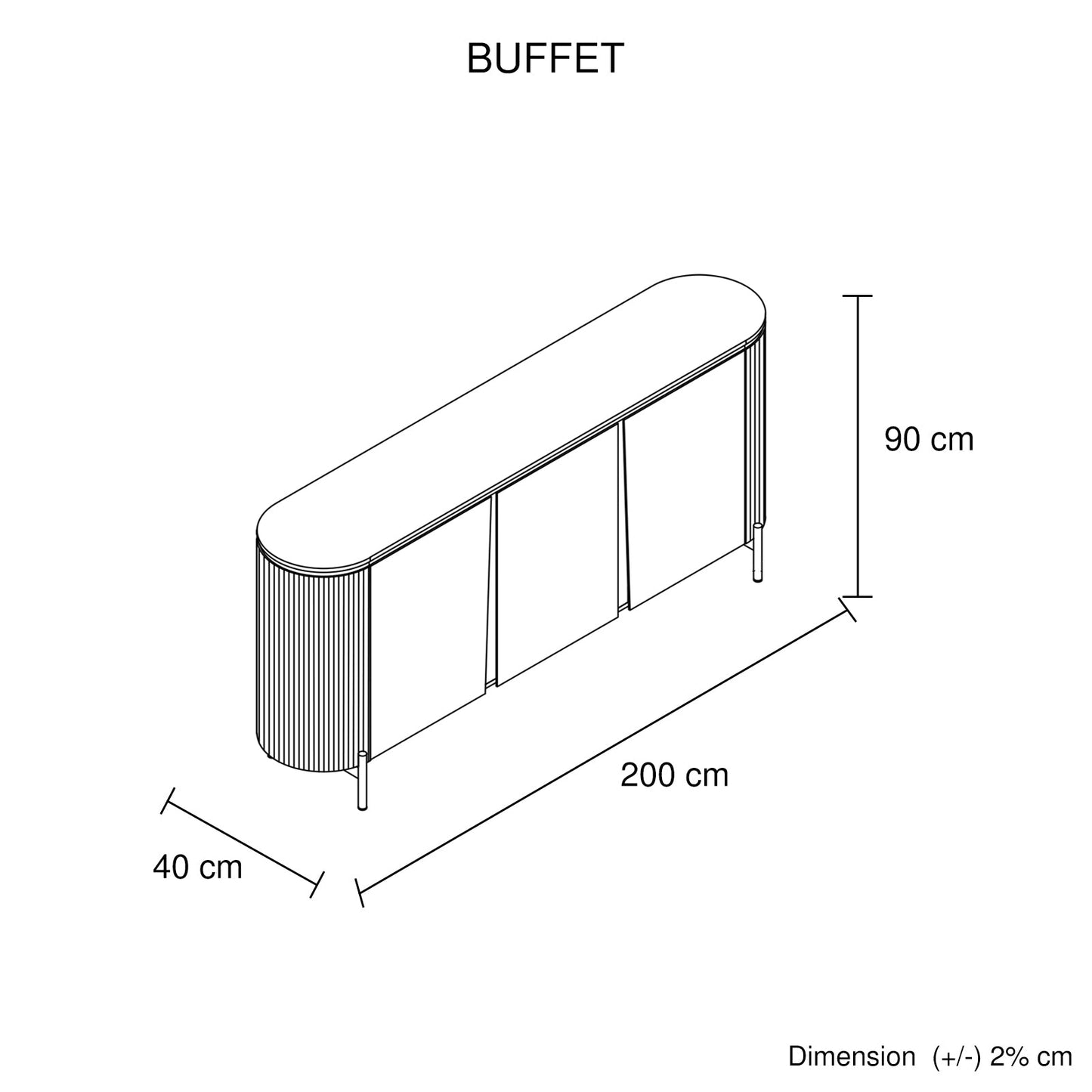 Buffet MDF Glossy Surface Ceramic Top Dark Blue Storage Cabinet - TRENDZ