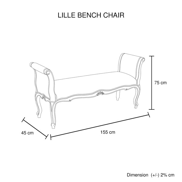 Oak Wood Linen Fabric Beige White Washed Finish Bench Chair - TRENDZ