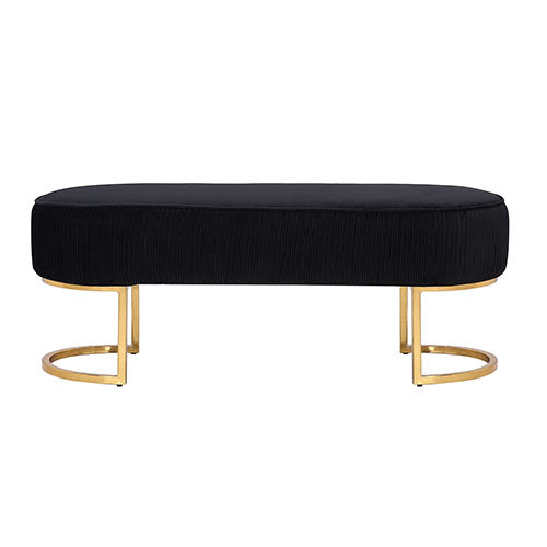 Noori Bench Chair Black Velvet - TRENDZ