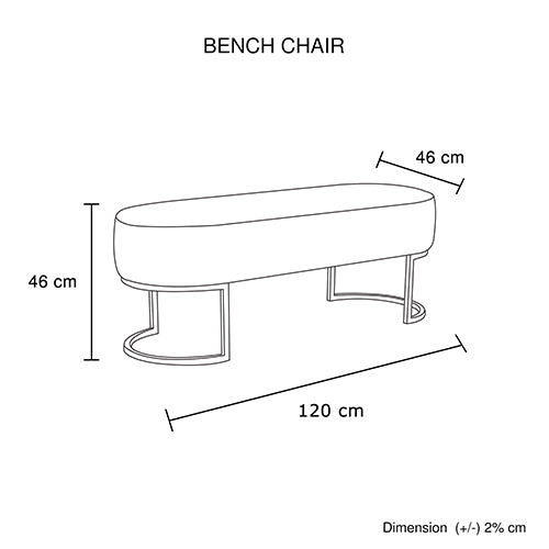 Noori Bench Chair Black Velvet - TRENDZ