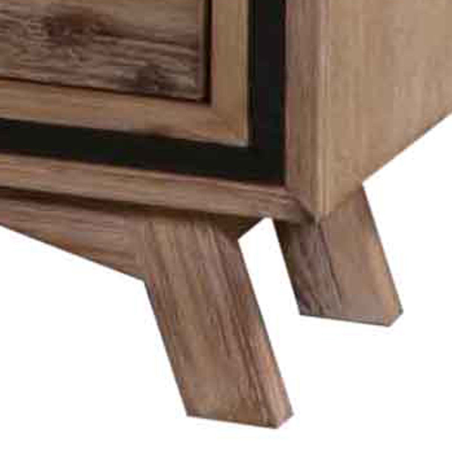 Bedside Table 2 drawer Night Stand with Solid Acacia Storage in Sliver Brush Colour - TRENDZ