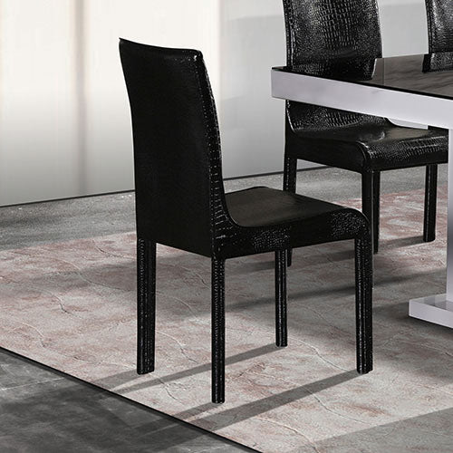 2x Steel Frame Black Leatherette Medium High Backrest Dining Chairs with Wooden legs - TRENDZ