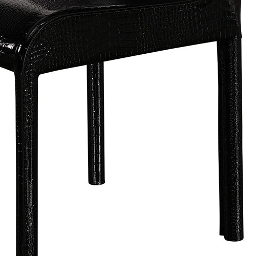 2x Steel Frame Black Leatherette Medium High Backrest Dining Chairs with Wooden legs - TRENDZ