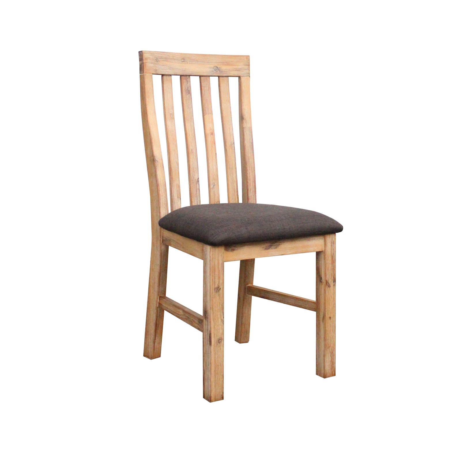 2x Wooden Frame Leatherette in Solid Wood Acacia & Veneer Dining Chairs in Oak Colour - TRENDZ