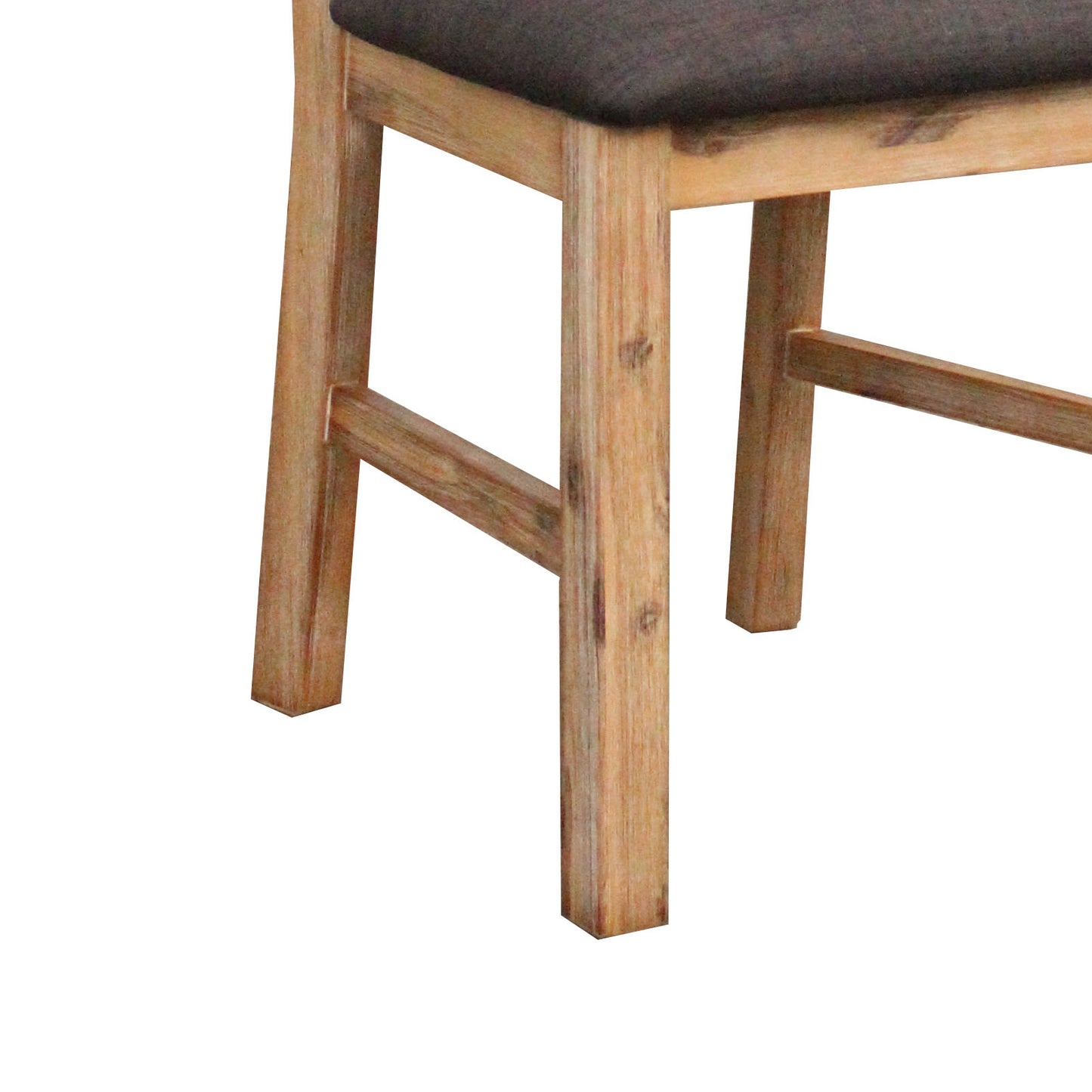 2x Wooden Frame Leatherette in Solid Wood Acacia & Veneer Dining Chairs in Oak Colour - TRENDZ