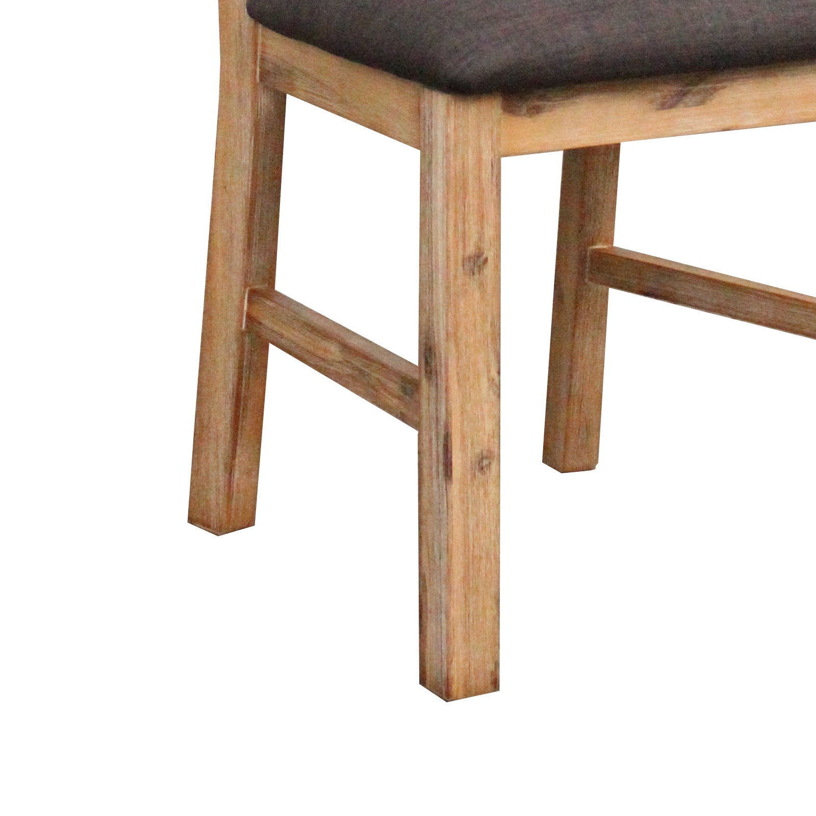 2x Wooden Frame Leatherette in Solid Wood Acacia & Veneer Dining Chairs in Oak Colour - TRENDZ