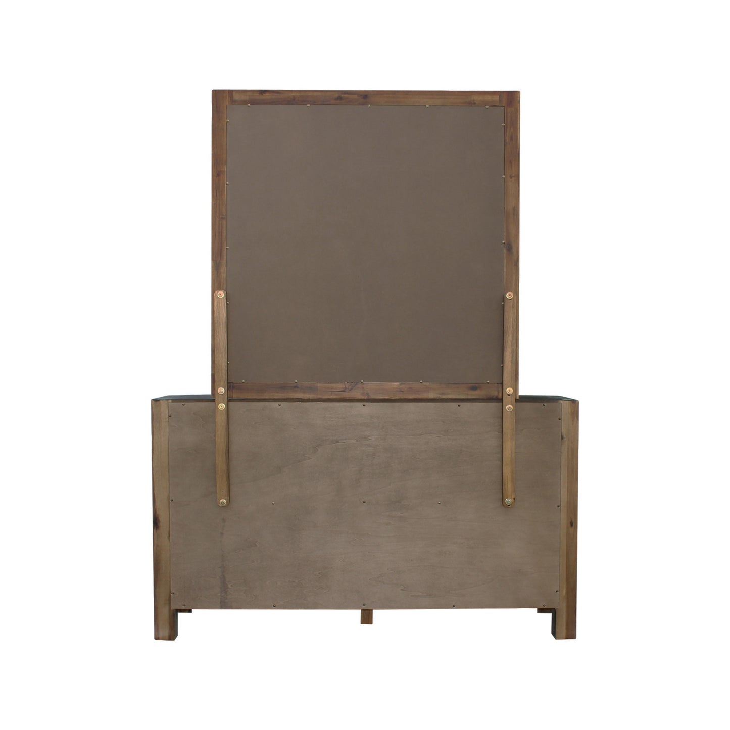 Dresser with 6 Storage Drawers in Solid Acacia & Veneer With Mirror in Chocolate Colour - TRENDZ