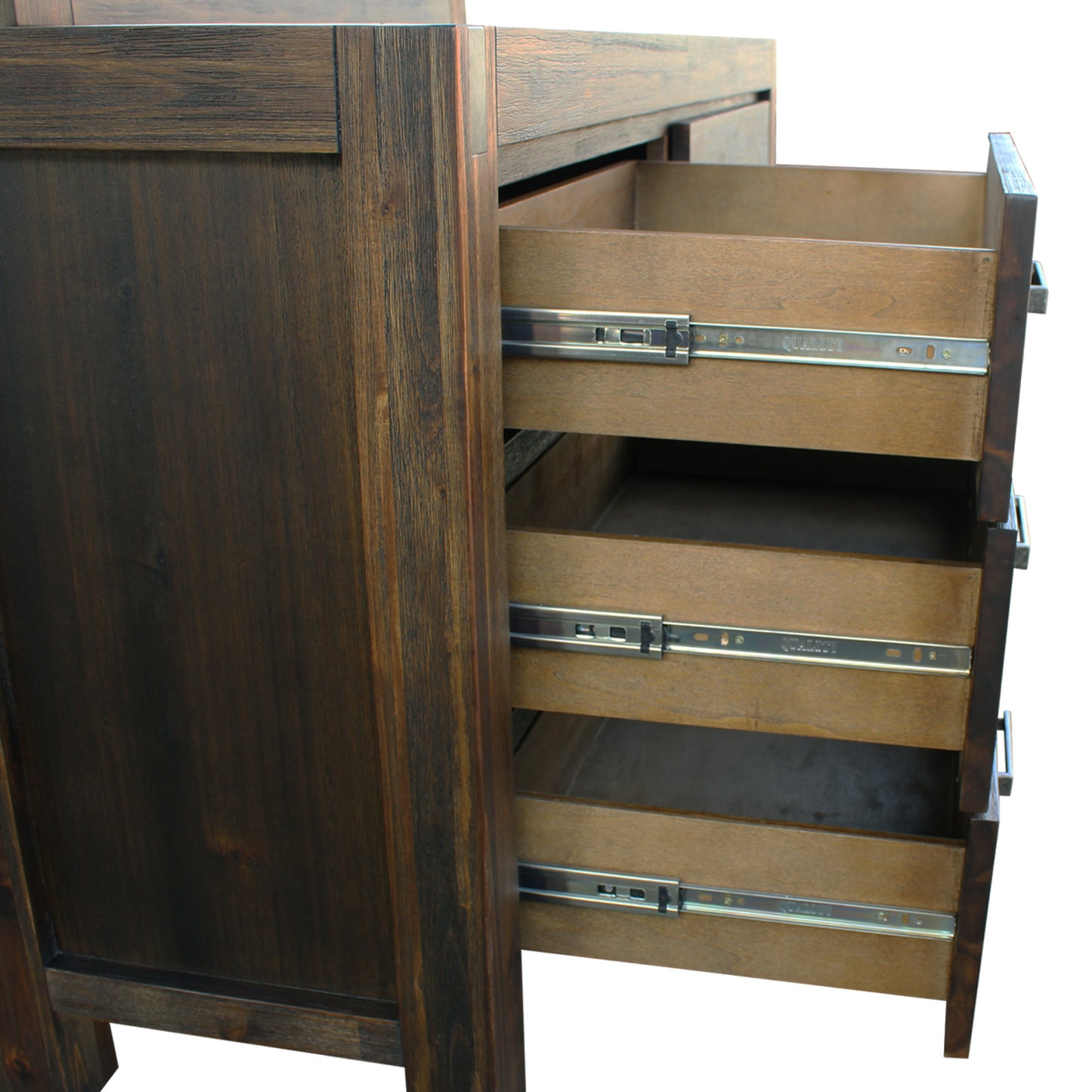 Dresser with 6 Storage Drawers in Solid Acacia & Veneer With Mirror in Chocolate Colour - TRENDZ