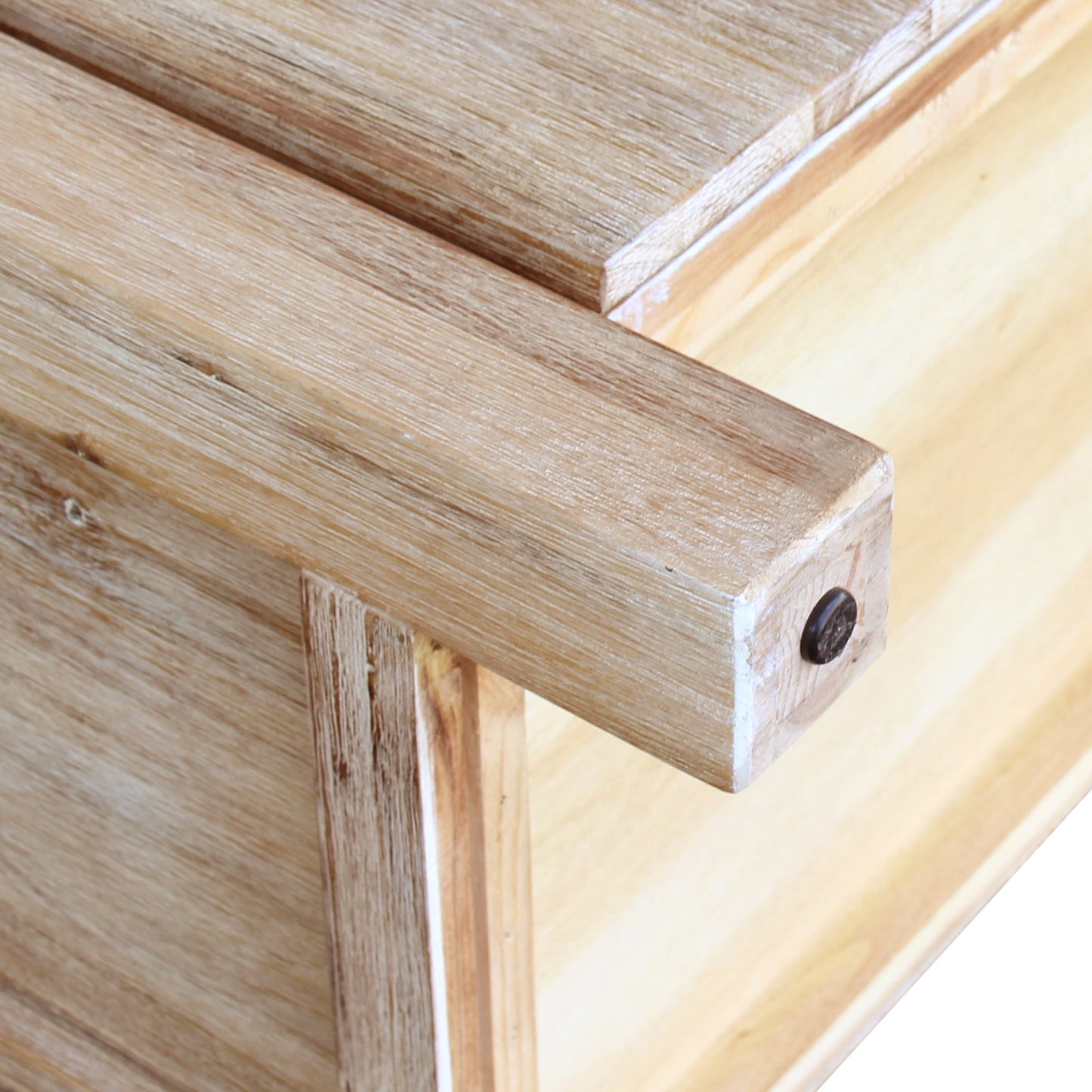 Dresser with 6 Storage Drawers in Solid Acacia & Veneer With Mirror in Oak Colour - TRENDZ