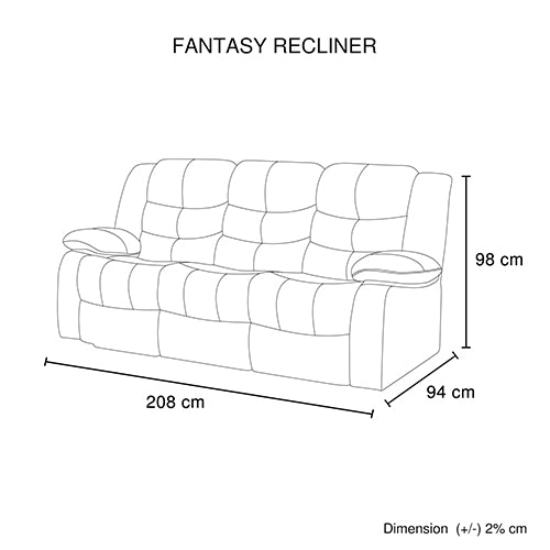 3+1+1 Seater Recliner Sofa In Faux Leather Lounge Couch in Black - TRENDZ