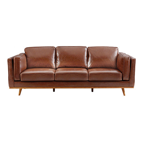 3+2Seater Sofa Brown Leather Lounge Set for Living Room Couch with Wooden Frame - TRENDZ