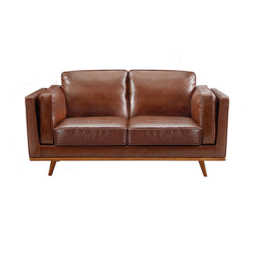 3+2Seater Sofa Brown Leather Lounge Set for Living Room Couch with Wooden Frame - TRENDZ