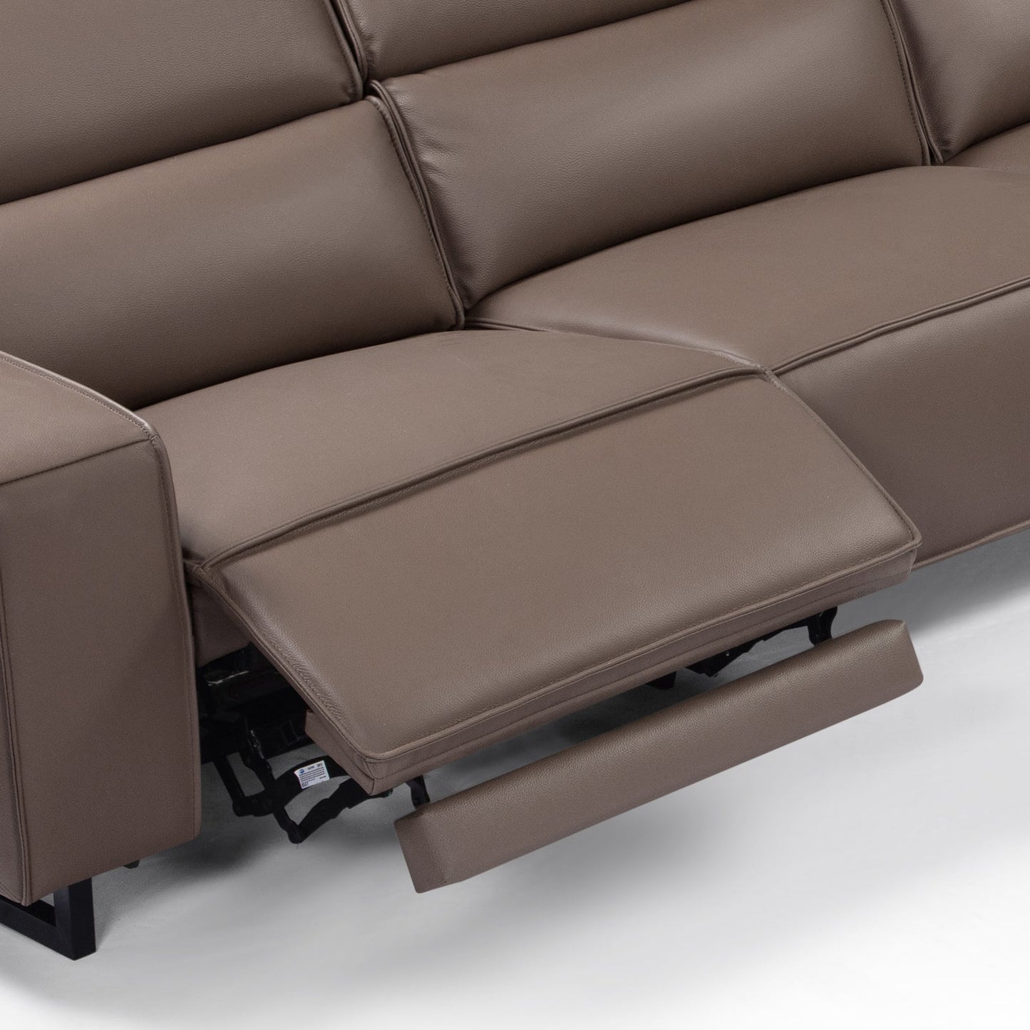 5 Seater Real Cow Leather Sofa with Power Recliner Adjustable Headrest Wooden Frame Corner Lounge - TRENDZ