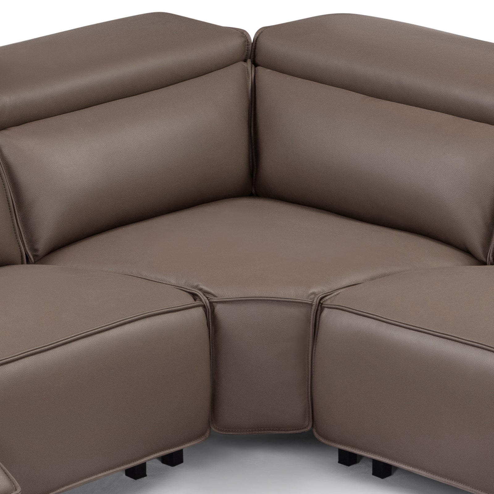 5 Seater Real Cow Leather Sofa with Power Recliner Adjustable Headrest Wooden Frame Corner Lounge - TRENDZ