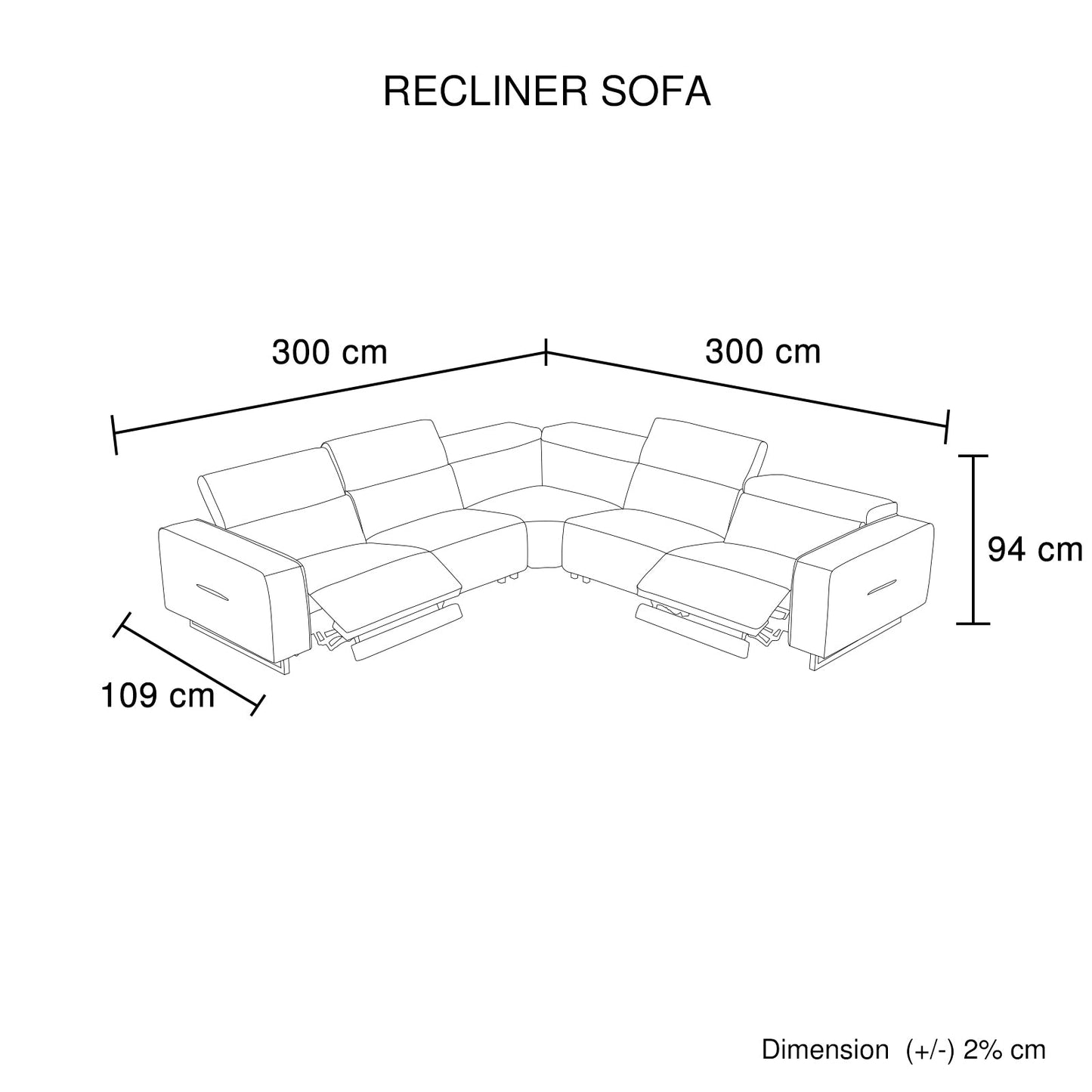 5 Seater Real Cow Leather Sofa with Power Recliner Adjustable Headrest Wooden Frame Corner Lounge - TRENDZ