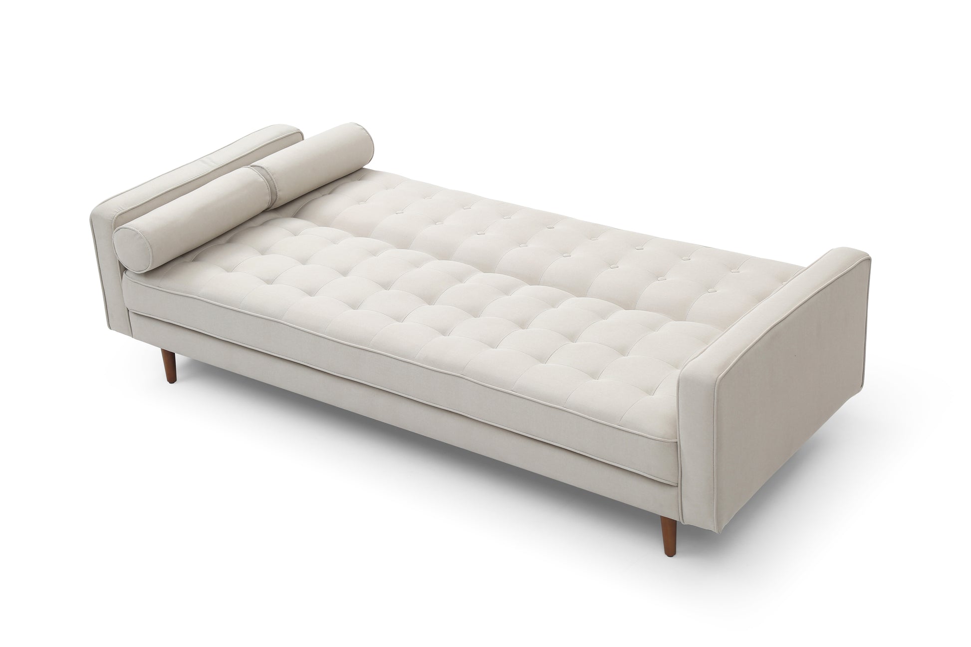Sofa Bed 3 Seater Button Tufted Lounge Set for Living Room Couch in Fabric Beige Colour - TRENDZ