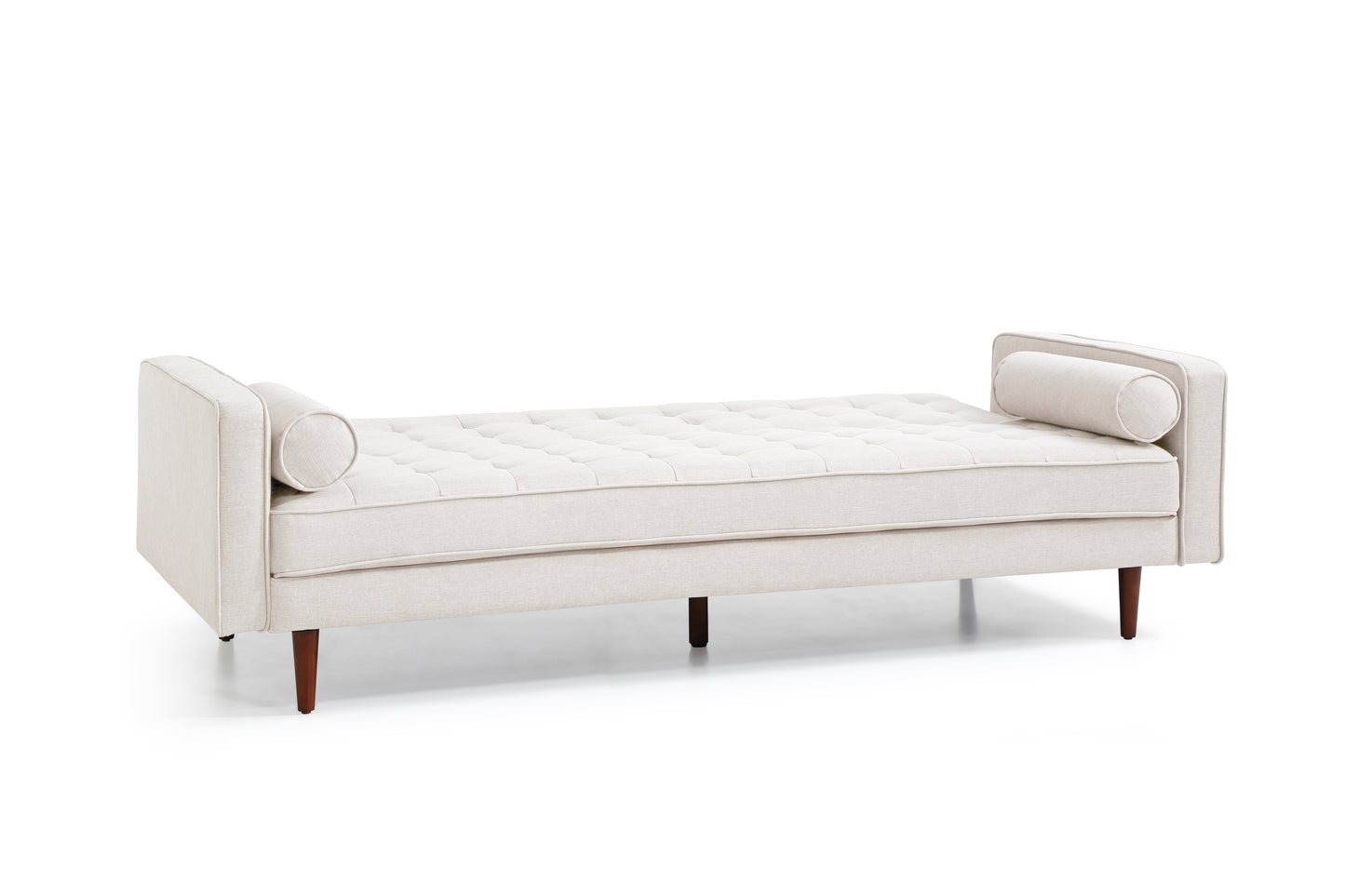 Sofa Bed 3 Seater Button Tufted Lounge Set for Living Room Couch in Fabric Beige Colour - TRENDZ