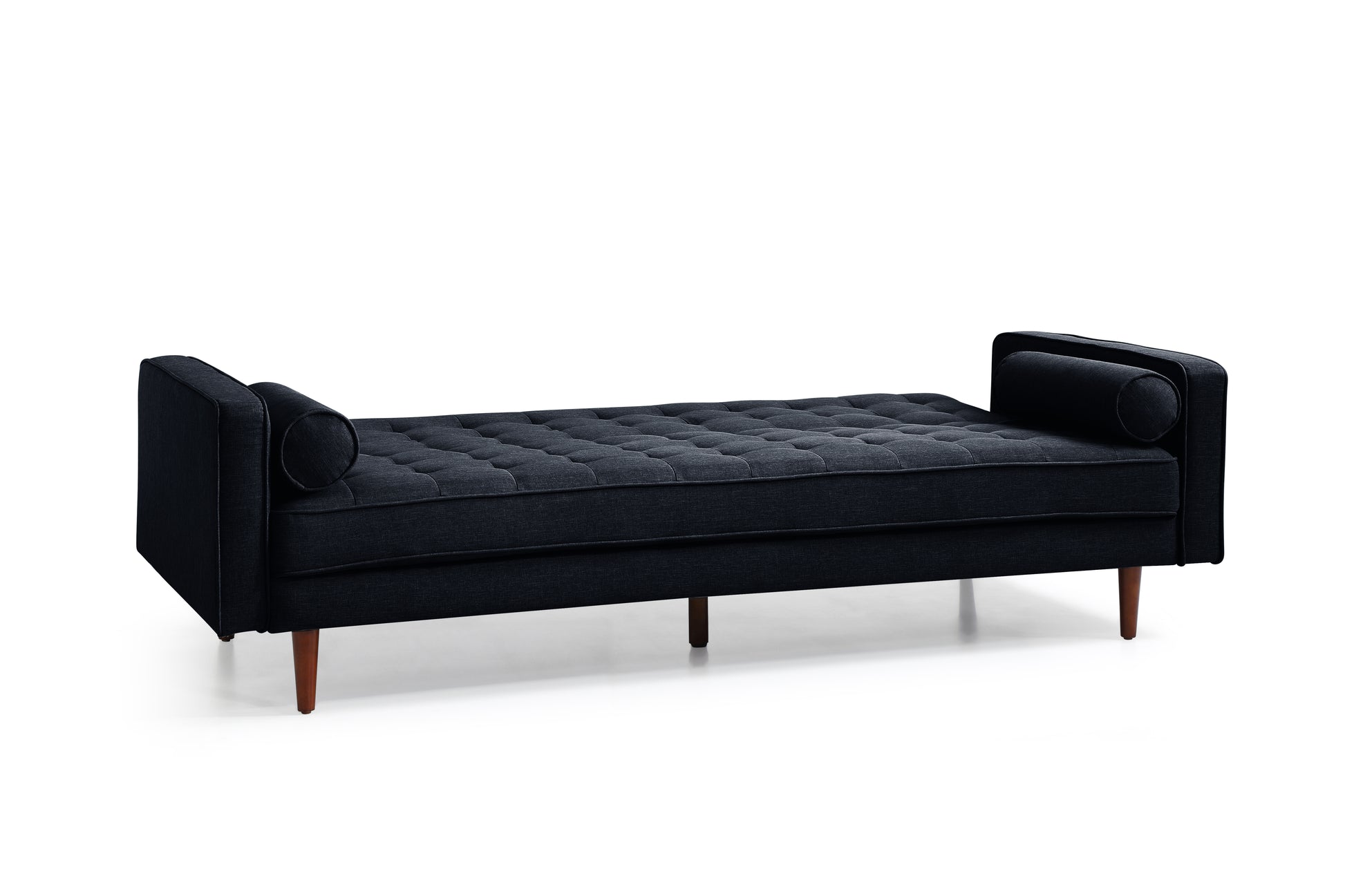 Sofa Bed 3 Seater Button Tufted Lounge Set for Living Room Couch in Velvet Black Colour - TRENDZ