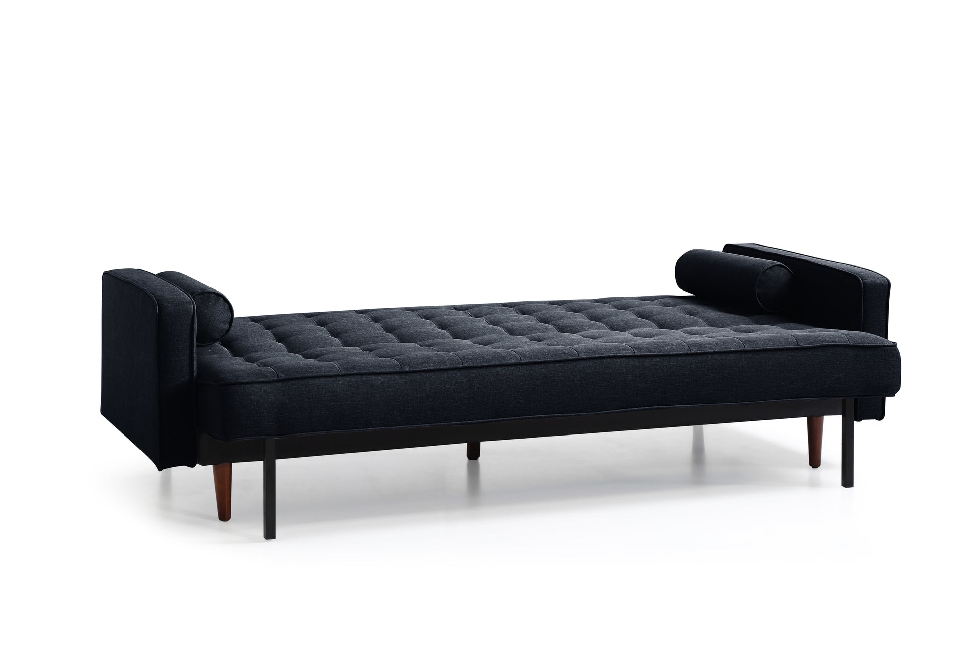 Sofa Bed 3 Seater Button Tufted Lounge Set for Living Room Couch in Velvet Black Colour - TRENDZ