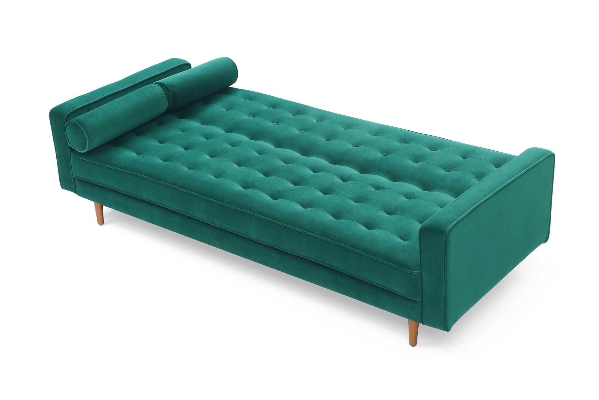 Sofa Bed 3 Seater Button Tufted Lounge Set for Living Room Couch in Velvet Green Colour - TRENDZ