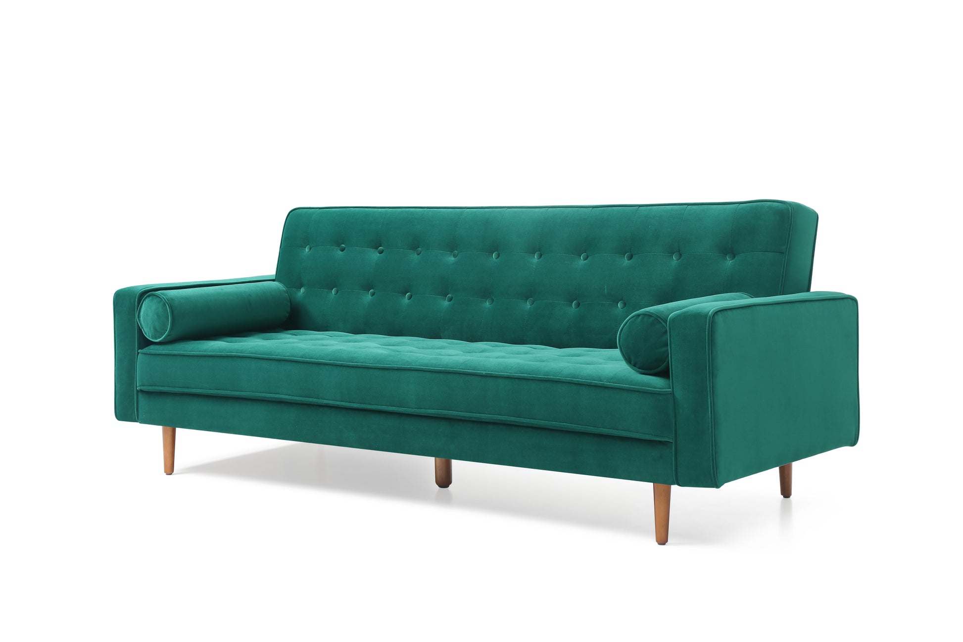 Sofa Bed 3 Seater Button Tufted Lounge Set for Living Room Couch in Velvet Green Colour - TRENDZ