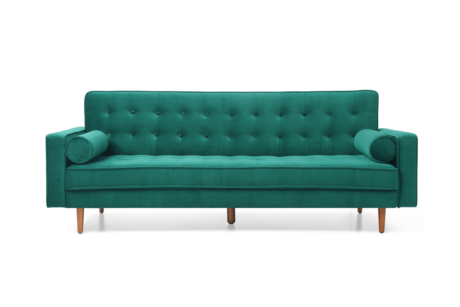 Sofa Bed 3 Seater Button Tufted Lounge Set for Living Room Couch in Velvet Green Colour - TRENDZ