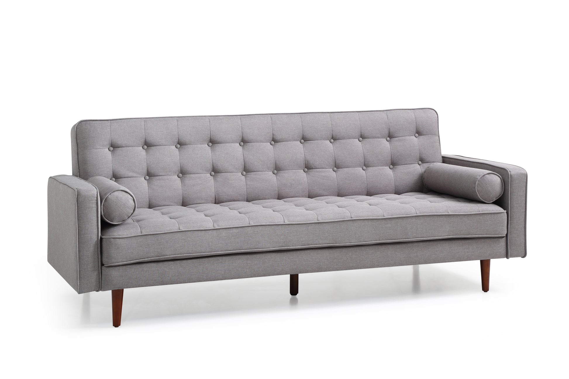 Sofa Bed 3 Seater Button Tufted Lounge Set for Living Room Couch in Fabric Grey Colour - TRENDZ