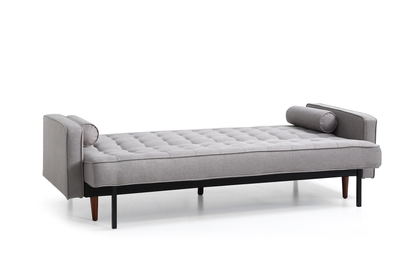Sofa Bed 3 Seater Button Tufted Lounge Set for Living Room Couch in Fabric Grey Colour - TRENDZ
