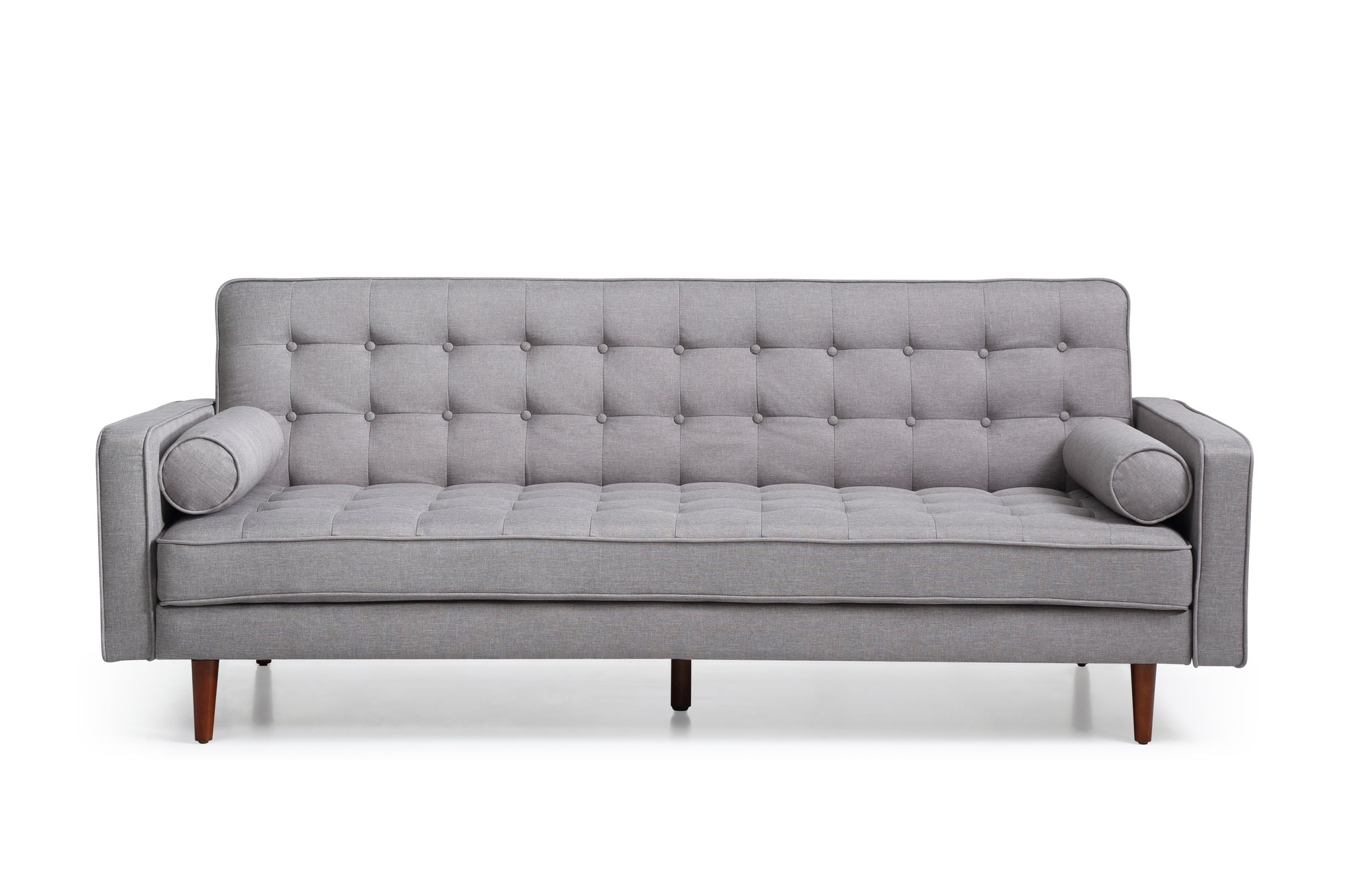 Sofa Bed 3 Seater Button Tufted Lounge Set for Living Room Couch in Fabric Grey Colour - TRENDZ