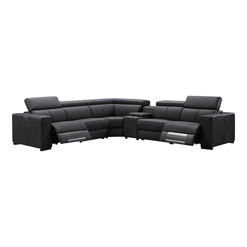 Washington Genuine Leather 6 Seater Corner Sofa With 2 Electric Recliners And Reversible Console - TRENDZ