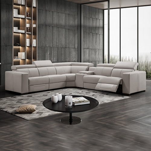 Washington Genuine Leather 6 Seater Corner Sofa with Recliners - TRENDZ
