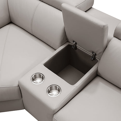 Washington Genuine Leather 6 Seater Corner Sofa with Recliners - TRENDZ