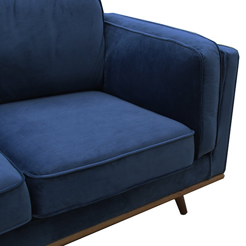 3 Seater Sofa Soft Blue in Soft Blue Velvet Fabric Lounge Set for Living Room Couch with Wooden Frame - TRENDZ