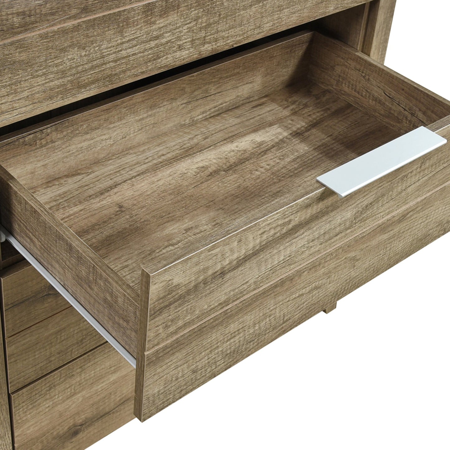 Tallboy with 5 Storage Drawers Natural Wood like MDF in Oak Colour - TRENDZ