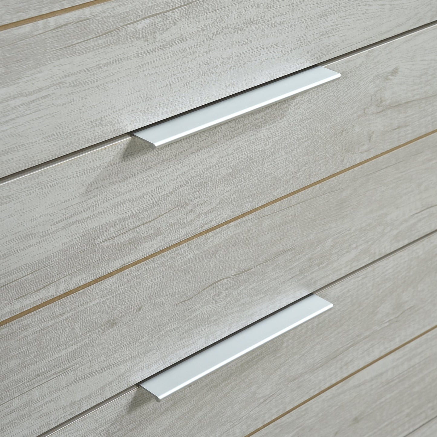 Tallboy with 5 Storage Drawers Natural Wood like MDF in White Ash Colour - TRENDZ