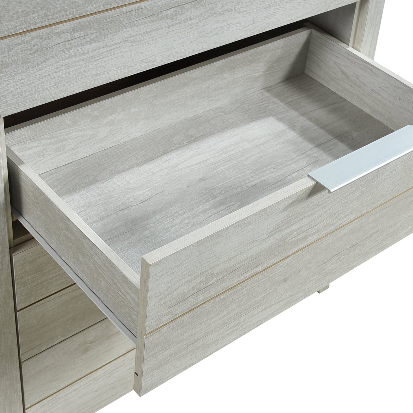 Tallboy with 5 Storage Drawers Natural Wood like MDF in White Ash Colour - TRENDZ