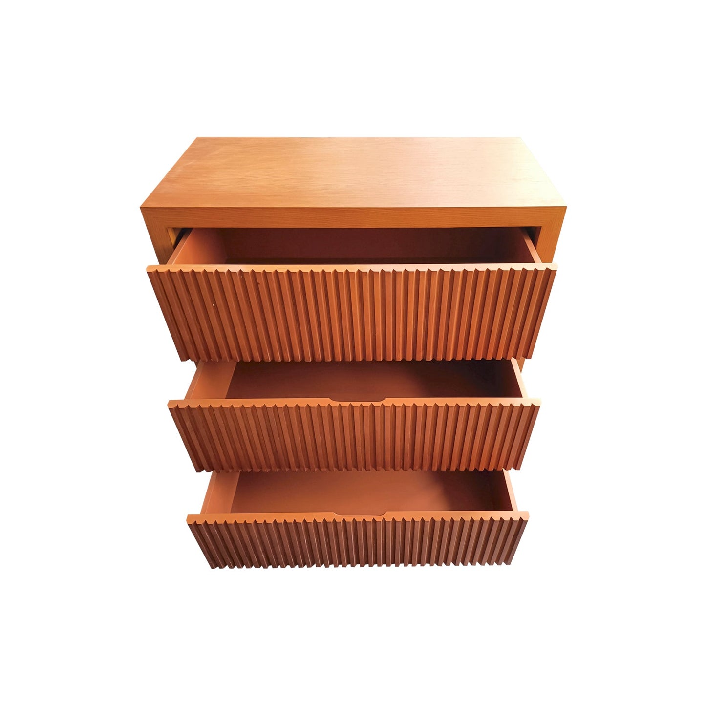 Tallboy MDF Brown Colour Waveform Design Three Drawers - TRENDZ