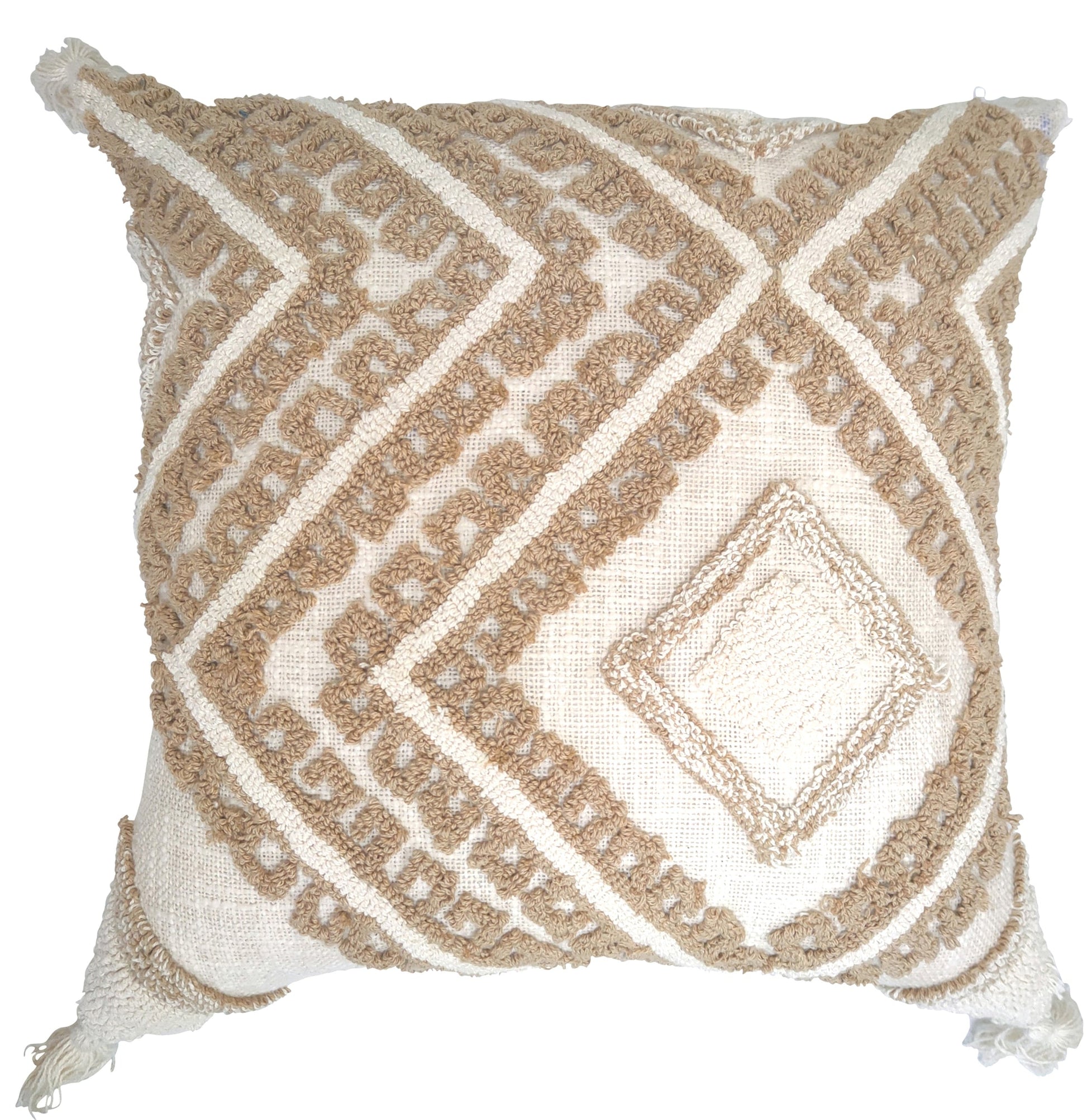 Cream cushion on beige with tufted diamond design 45x45cm - TRENDZ